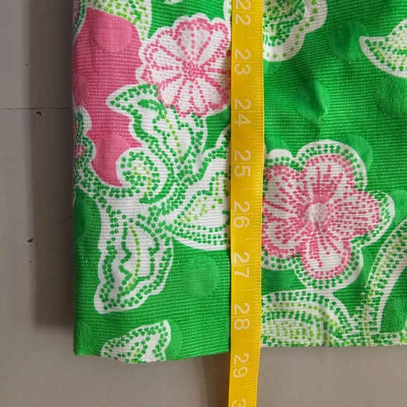 Lilly Pulitzer Strapless Dress Pink Green Floral Print Cotton Pleated Front‎ 4 - Picture 7 of 9